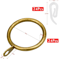 Miniatyrbild 2 av 5: 24 set metallgardinringar och krokar mässing rostfri metalldraperiring 30mm innerdiameter hängring krok