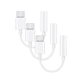 Miniatyrbild 1 av 5: 3-pack adapter USB-C till 3,5 mm (Samsung S20 S21 S22) Hörlursadapter Vit