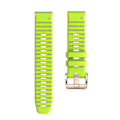 Miniatyrbillede 3 af 3: Urremme til Garmin Fenix 7s / 6s Pro / 5s Plus / Instinct 2s, vandrette stribede silikone 20mm rem med rosaguld spænde Green