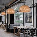 Miniatyrbillede 4 af 5: Belysning Rattan Lampe Håndlavet Bambus Lysekrone Retro Cafe Bar Lounge til Have Restaurant Soveværelse