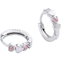 Miniatyrbillede 1 af 4: Dobbelt Hjerte Cubic Zirconia Sove Små Hoops Øreringe til Kvinder Teen Piger Sterling Sølv Brusk Tiny Cute