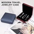 Miniatyrbillede 5 af 7: Smykke Ring Organizer Box, Lille Smykkeæske, Rejse Smykkeetui, Bærbar Ring Opbevaring Display Case, PU Læder Ringe Bakke Holder Box Red