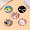 Miniatyrbillede 4 af 4: 5 Emalje Pins Søde Tegneseriebabyer, Runde Katte Badge Former