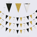 Pikkukuva 2 / 8: Kaksisivuinen Glitter-paperi Kolmion Lippu, Bunting-lippu Banner Syntymäpäiville, Lomalle, Hääjuhliin, Vuosipäivään, Valmistumiseen, Joulujuhliin, Koristeluun