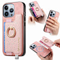 Pikkukuva 1 / 5: B5 iPhone 16 Pro Max -kotelo 2-in-1 Magneettinen irrotettava korttipidike Nahka + TPU Puhelimen suojus - Vaaleanpunainen Pink