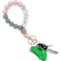 Miniatyrbilde 5 av 5: Nøkkelring Armbånd, Kvinne Perle Armbånd Nøkkelring Håndleddsrem for Kvinner Elastisk Håndleddsrem Nøkkelring Bil Nøkkelring Holdere, Rosa