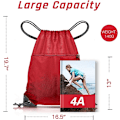 Miniatyrbild 2 av 6: Dragkedja Gym Bag, Stor Sport Ryggsäck String Sim Dragkedja PE Väskor för Kvinnor Män, Resa Strand Skola Väska med Vattentät Red