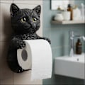 Miniatyrbild 2 av 2: Katttidningshållare, Rolig 3D-kattpappershanddukshållare, Söt dekorativ toalettpappershållare väggmontering för badrum kök, Unika presenter för kattälskare F