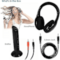 Miniatyrbilde 3 av 5: Trådløse TV-hodetelefoner Hjemmeheadset for TV-titting, TV-øre mikrofon 5 i 1 funksjoner med sender, FM-radio, 3,5 mm jack XXF