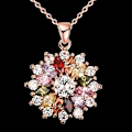 Miniatyrbillede 2 af 5: Roseguldbelagt halskæde skinnende modefarve blomsterform cubic zirconia vedhæng halskæder smykker til kvinder piger