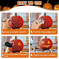Miniatyrbilde 3 av 5: 10/6 stk. Gresskarutskjæringssett i rustfritt stål Halloween Gresskarutskjæringsmaler 10 pcs
