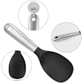 Miniatyrbillede 3 af 7: Stål Silikon Ris Ske Spiseske i Rustfrit Stål Non-Stick Varmebestandig Ske Køkkenredskab til Hjem Restaurant Ris