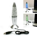 Miniatyrbilde 3 av 4: Lava lampe med glitter, lyser i flere forskjellige farger Sølv
