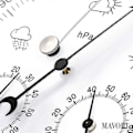 Miniatyrbillede 3 af 5: Analog Indendørs/udendørs Vejrbarometerstation Rustfrit Stålstel Inkluderer Barometer, Hygrometer og Termometer Flerfarvet Valgfri Gold