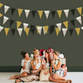 Pikkukuva 7 / 8: Kaksisivuinen Glitter-paperi Kolmion Lippu, Bunting-lippu Banner Syntymäpäiville, Lomalle, Hääjuhliin, Vuosipäivään, Valmistumiseen, Joulujuhliin, Koristeluun