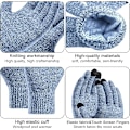Miniatyrbilde 5 av 7: Vinter Unisex Beanie Hatt, Skjerf og Hansker Sett, Elastisk Strikket Hatt Langt Skjerf Berøringsskjermhansker Med Tykk Fleece Innerfôr for Menn og Kvinner Light Blue