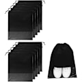 Miniatyrbillede 1 af 7: 10 stk. Rejseskopose, Skoposer, Skoposer til Rejser, Snørepose af Non-Woven Materiale med Gennemsigtigt Vindue til Daglig og Rejsebrug Black-a10