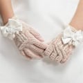 Miniatyrbild 3 av 6: Blomsterflickans handskar, Barnprinsessklänning nät rosett handskar, Scenframträdande bröllop blomsterflicka ren rosa tunna handskar