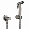 Miniatyrbilde 5 av 5: Bidet-sprøyte i grått metall, dusjsett for toalett, børstet grått messing, Shattaf dusjhode, kobberventilsett, bidet-kran GD12 Set C