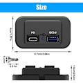 Miniatyrbilde 5 av 5: 2 stk 12V USB-kontakter, dobbel hurtiglading 3.0 12V kontakter USB-lader & PD Type-c (usb C), 12V 24V USB-lader vanntett strømadapter billader