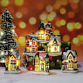 Miniatyrbillede 2 af 5: 6 Julebyhuse med belysning, julepynt, 5,5 * 4,5 * 8 cm
