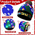 Miniatyrbilde 3 av 4: 2024 NY LED Julehatt Kreativ Blinkende LED Lys Strikket Lue Snømann Vinter Varm Farge Strikket Caps Julegave 40