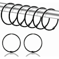 Pikkukuva 1 / 5: 24 kpl 50 mm pyöreitä verhorenkaita - Metalliset verhopidikkeet verhoille ja verhotangoille (musta)