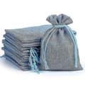 20 st Linne Jute Presentpåsar, Hessianväskor Säck Dragsko Väskor Smyckespåsar Festförvaring Omslag Jul Nyår Festpresent Light Blue