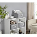 Miniatyrbillede 6 af 6: Lille Opbevaringsboks med Håndtag, Foldbar Garderobekurv til Opbevaring, Canvas Linen Opbevaringskurve (Grå)