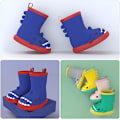 Pikkukuva 2 / 6: 1 kpl Vauvan Sadekumit Lapset Tytöt Wellies Ihanat Kuviot Pojat Wellies EVA Liukumaton Vedenpitävä Vauva Ulkoilukengät Red &Blue 16cm