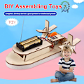 Miniatyrbilde 3 av 5: Navigasjonspaddelhjul Skip DIY Trehåndverksett Fjernkontroll