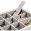 Miniatyrbillede 5 af 7: Akryl smykkeskrin til kvinder med 3 skuffer, justerbart til ringe, øreringe, halskæder, stabelbar smykkeholder, øreringeorganisator, kosmetikopbevaringsboks