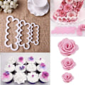 Miniatyrbilde 3 av 4: 3-pak Rose-kutter - marsipanroser - former - baking Hvit