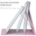 Miniatyrbild 3 av 6: 1 st fällbart bordsspegel med PU-läder smink spegel, bärbar rese spegel, fällbar spegel med stativ bärbar Pink