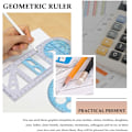 Miniatyrbild 6 av 8: 2 st multifunktionella geometriska linjaler i plast, cirkelritningsverktyg, ritmallar, transparenta grafiska designverktyg