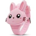 Miniatyrbild 1 av 5: Söta digitala barnklocka, söt kaninformad flickklocka LED Mode Silikon Djurformad Clamshell Design Armbandsur Flicka Bästa Presenter Rosa