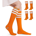 Miniatyrbillede 3 af 5: 4-pak Kvinders Knæhøje Strømper Casual Tube Strømper Orange white