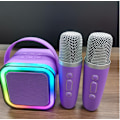 Pikkukuva 1 / 9: Mini Karaoke-laite lapsille ja aikuisille, kannettava Bluetooth-karaokekaiutin 2 langattomalla mikrofonilla, täydellinen lahja tyttöjen syntymäpäiväjuhliin Violet