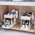 Miniatyrbild 2 av 5: 1-pack kök under diskho förvaring, 2-nivå under diskho hylla med utdragbar låda, mångsidig badrum under diskho förvaring för Cou Vit Vit 1