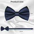 Miniatyrbilde 2 av 6: Halsbånd for menn, Klassisk ensfarget forhåndsbundet slips for menn, Satin smoking slips, Justerbart formelt halsbånd for fester, bryllup Navy Blue