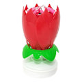 Miniatyrbilde 1 av 4: Lotuslys Solid Parafin Farget Blomsterform Flat Bunn Roterende Elektronisk Lys Bursdagskake Red