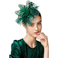 Miniatyrbilde 1 av 5: Mesh-fjær Fascinator Blomst Hårklipp Fascinators Hatt Brudeslør Bryllup Kirke Te Party Derby Hatter Race Hatter Dark Green