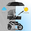 Miniatyrbilde 6 av 7: Universal barnevogn paraply 360° justerbar barnevogn paraply UPF 50+ solbeskyttelse barnevogn paraply med justerbar klips