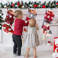 Miniatyrbild 5 av 7: Julstrumpor, tomte, snögubbe, ren 3D plysch Chr