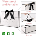 Miniatyrbild 5 av 8: Presentpåsar för presenter, presentpåsar i papper med rosettband, presentpåsar för bröllop, brudtärnor, födelsedag, fest, firande, 12,6 x 9,8 x 3,9 tum White-Black ribbon