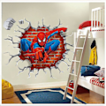 Miniatyrbillede 1 af 2: 3D Tegneserie Spiderman Vægmærker Superhelt til Børneværelse