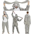 Miniatyrbild 3 av 4: Storörad Kanin Kostym Pyjamas Onesie Kigurumi Jumpsuit Nattkläder Djur Hoodie För Vuxna Barn XL