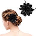 Miniatyrbild 2 av 6: 1 st blomma hattar klämma tebjudning corsage hårnål barrette svart blommig fjäder hårnål