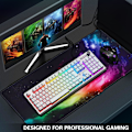 Miniatyrbillede 4 af 7: Gaming Mousepad, Udvidet Mousepad 800 x 400 mm, Computer Tastatur Mouse Mat Desk Pad med Skridsikker Gummibund og Syet Kant til Gaming Arbejde Colorful Aurora XXL
