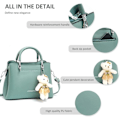 Miniatyrbilde 3 av 5: Dame Crossbody Mote Topphåndtak Vesker Dame Skuldervesker PU Lær Satchel Veske Jenter Messenger Vesker Lommebøker Håndveske med Bjørneanheng Black